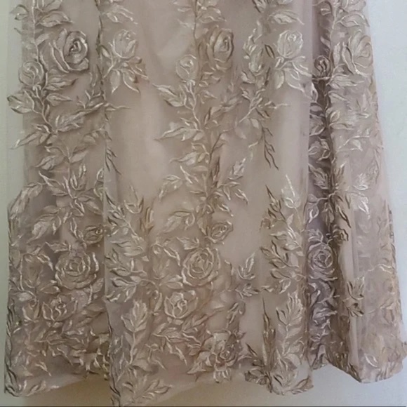 La Femme Lace V Neck A-Line Dress - Picture 7 of 8